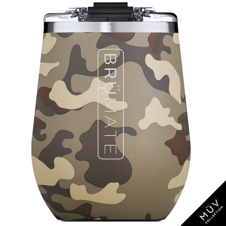 BruMate UNCORK'D XL 14oz MÜV Wine Tumbler - Forest Camo (Old Threaded Lid)