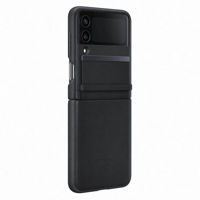 Samsung Galaxy Z Flip 4 Leather Case Cover - Black