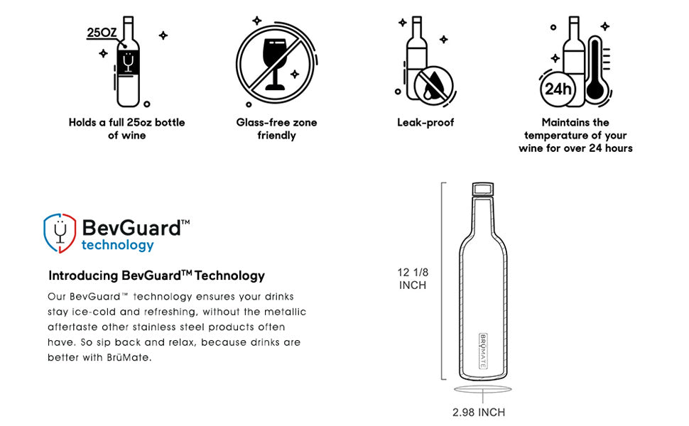 BruMate Winesulator 25oz Wine Canteen - Ice White