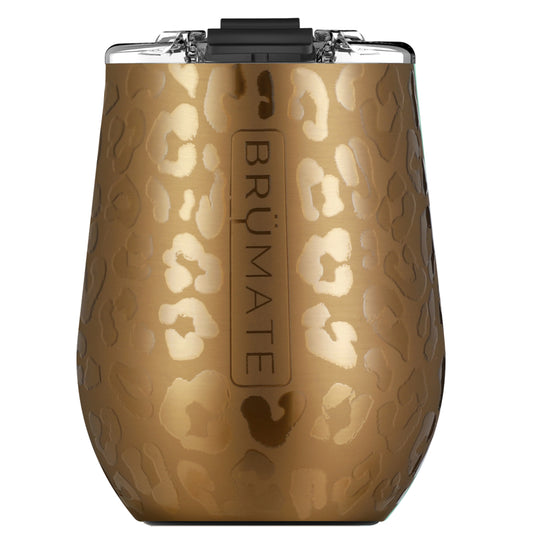 BruMate UNCORK'D XL 14oz MÜV Wine Tumbler - Gold Leopard