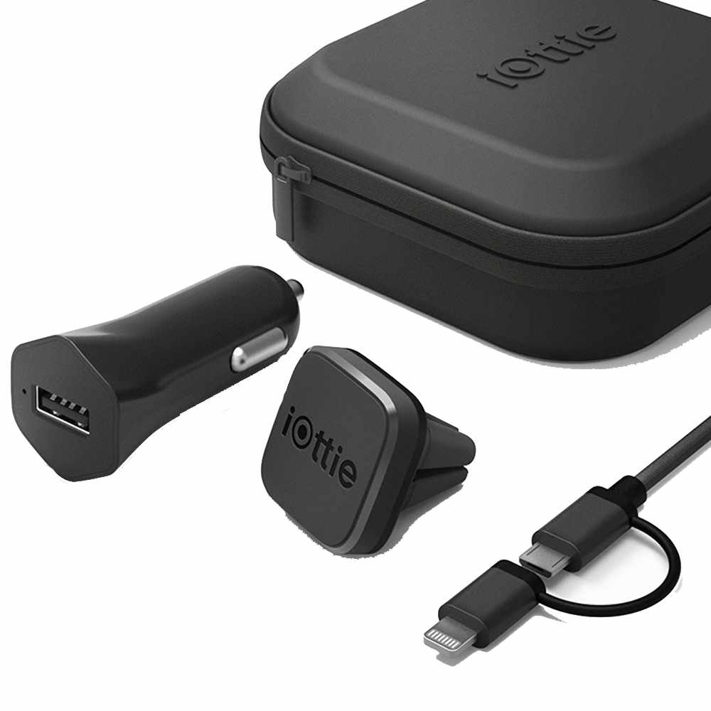 iOttie - iTap Magnetic Vent Mounting and Charging Travel Kit Black
