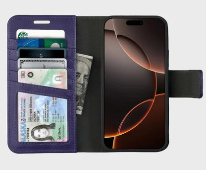 Caseco iPhone 16 Pro 5th Ave Folio MagSafe Leather Case - Purple