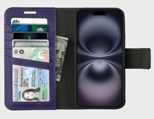 Caseco iPhone 16 5th Ave Folio MagSafe Leather Case - Purple