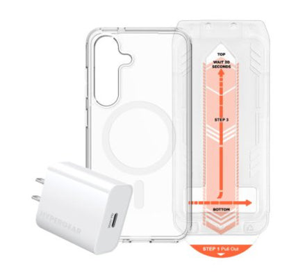 HyperGear Samsung Galaxy S25 Accessory Bundle - 20W Hub, Glass, w/Magsafe Case