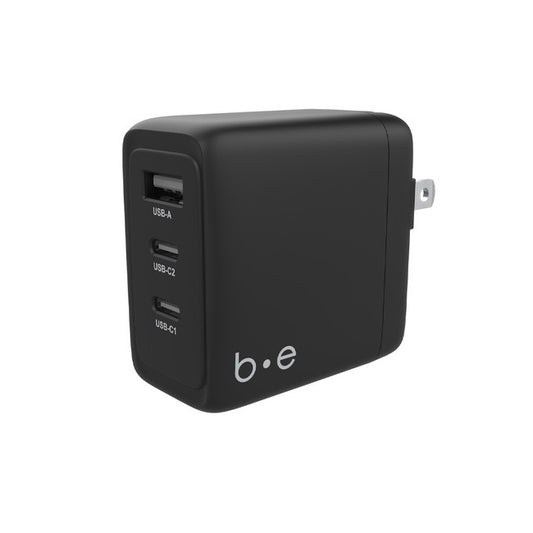 Blu Element 3 Port 65W Wall Charger 2 USB-C and 1 USB-A - Matte Black