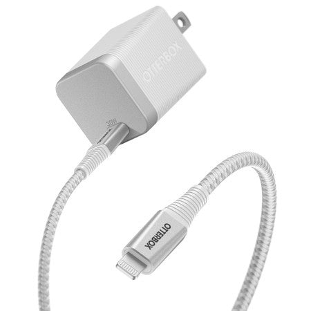Otterbox 30W Premium Pro Wall Charger w/ USB-C to Lightning Braided Cable 6ft - White