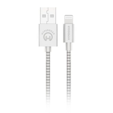 HyperGear 10 ft. Lightning Braided Charge and Sync Cable - White