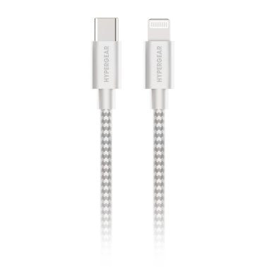 HyperGear 6 ft. USB-C to Lightning Braided Charge and Sync Cable - White