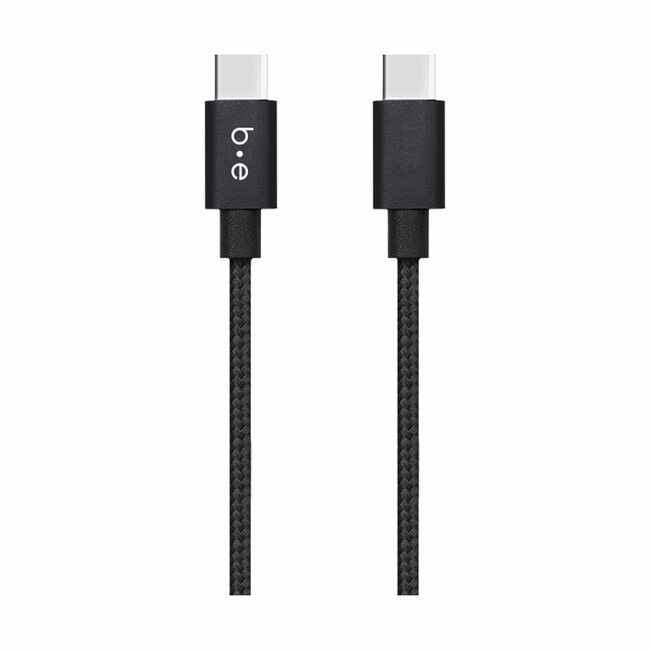 Blu Element - Braided Charge/Sync USB-C to USB-C Cable 10ft - Black