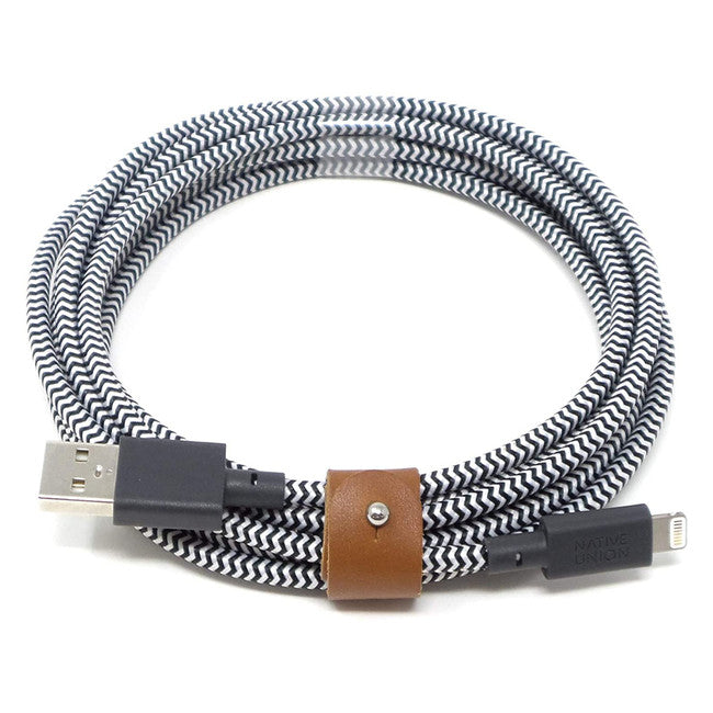 Native Union - Belt Charge/Sync XL Lightning Cable 10ft Zebra
