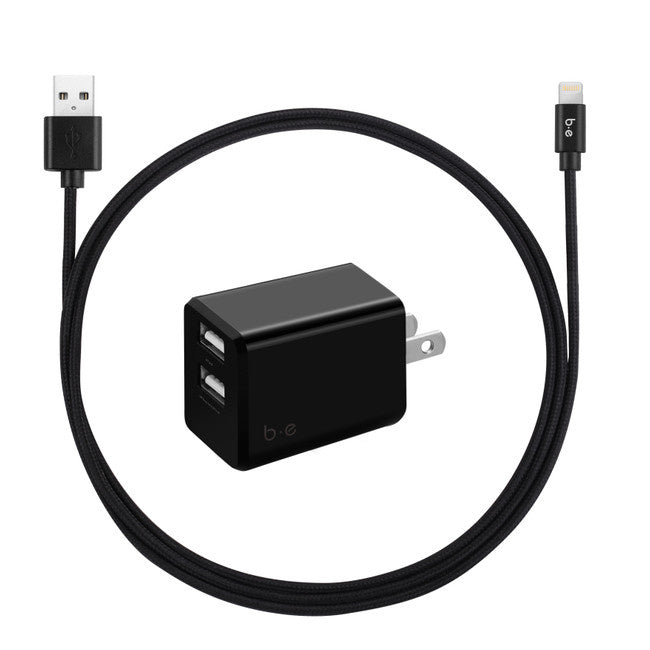 Blu Element Wall Charger Dual USB 3.4A w/ Lightning Cable - Black