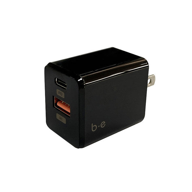 Blu Element Wall Charger Dual USB-C 20W PD and USB A - Black (Bulk)