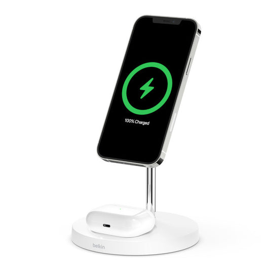 Belkin BOOST↑CHARGE™ PRO 2-in-1 Wireless Charger Stand W/ MagSafe (15W) - White
