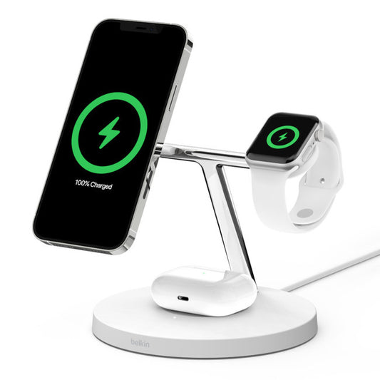 Belkin BOOST↑CHARGE™ PRO 3-in-1 Wireless Charger W/ MagSafe (15W) - White