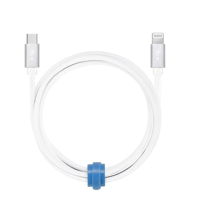 Blu Element Braided Charge/Sync USB-C to Lightning 4ft - White