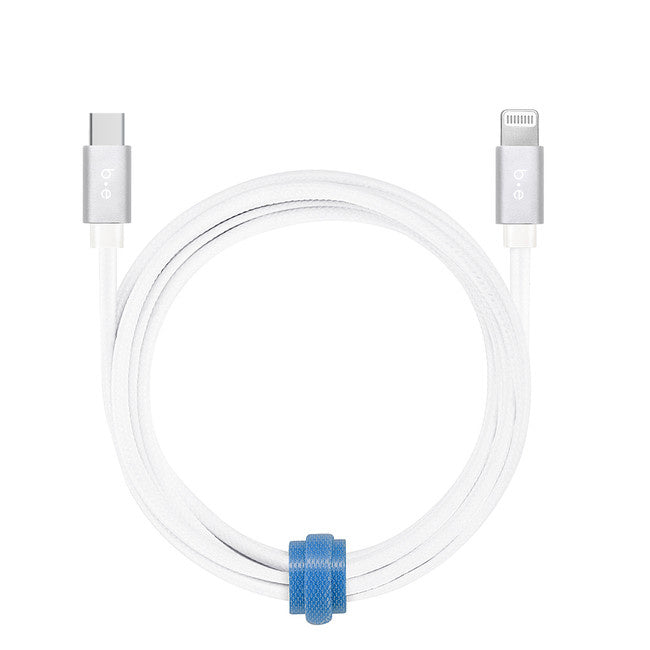 Blu Element Braided Charge/Sync USB-C to Lightning 6ft - White