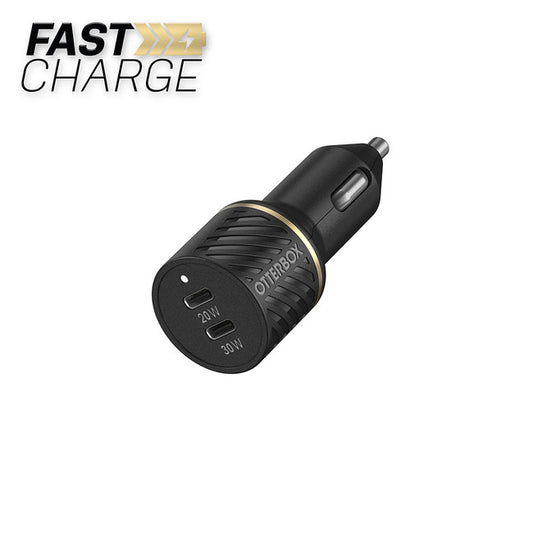 Otterbox Dual USB-C 20W + 30W Premium Fast Car Charger - Black