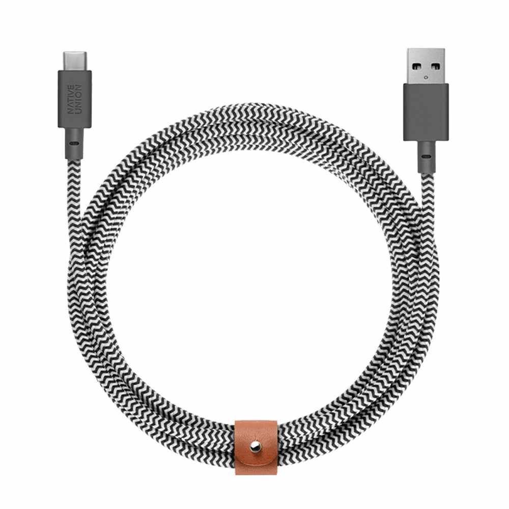 Native Union - Belt XL Charge/Sync USB-C Cable 10ft Zebra