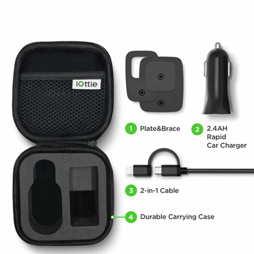 iOttie - iTap Magnetic Vent Mounting and Charging Travel Kit Black